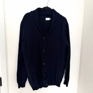 7 Diamonds Navy Blue Men's V Neck Cardigan Buttoned Size Large 100% Cotton